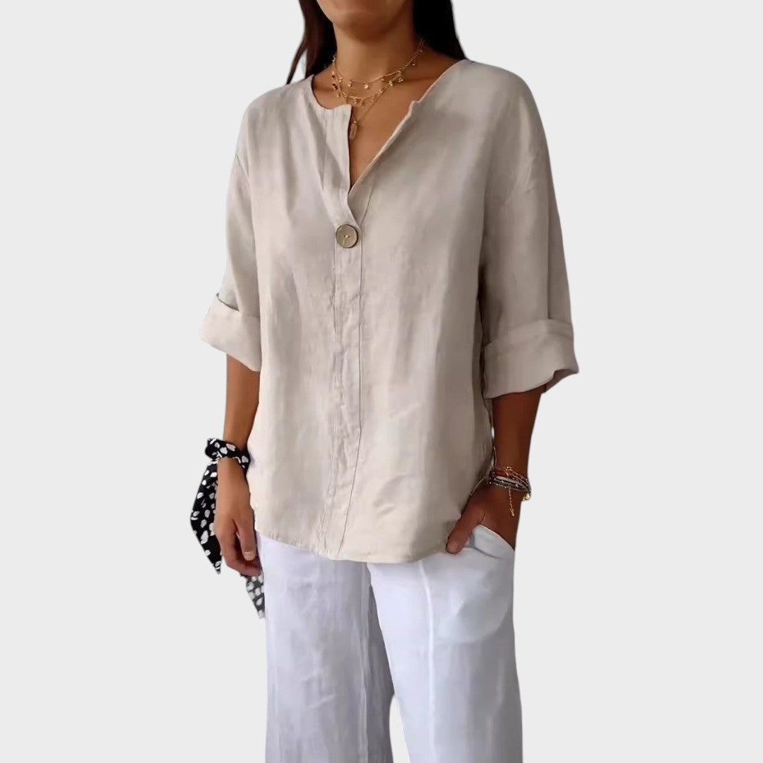 Zamma | Blusa de lino con cuello en V