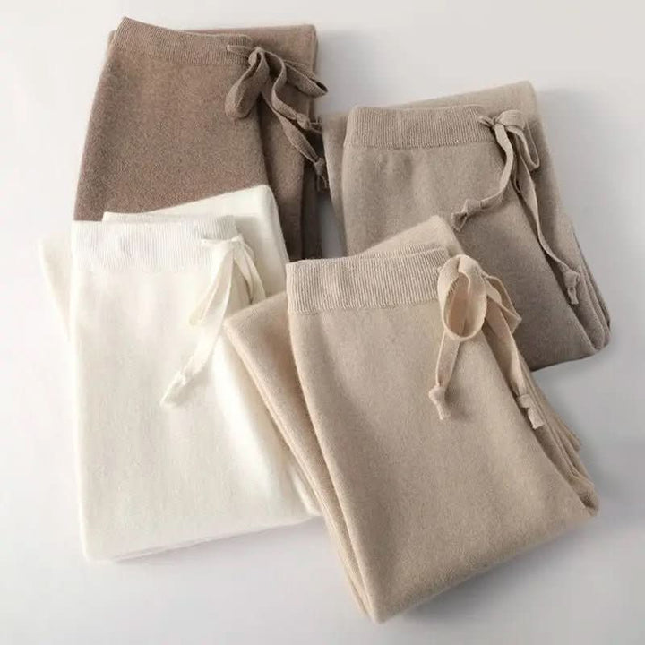 Chloé | Pantalón de Punto con Pierna Ancha y Cordón
