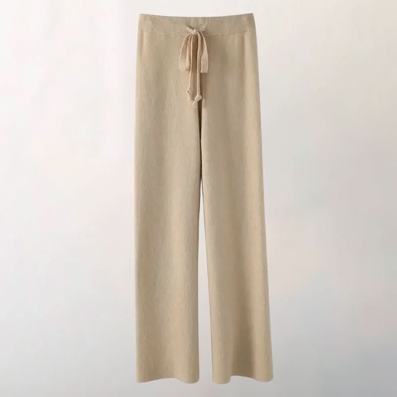 Chloé | Pantalón de Punto con Pierna Ancha y Cordón