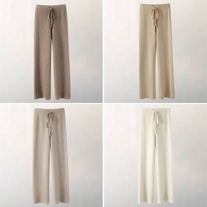 Chloé | Pantalón de Punto con Pierna Ancha y Cordón