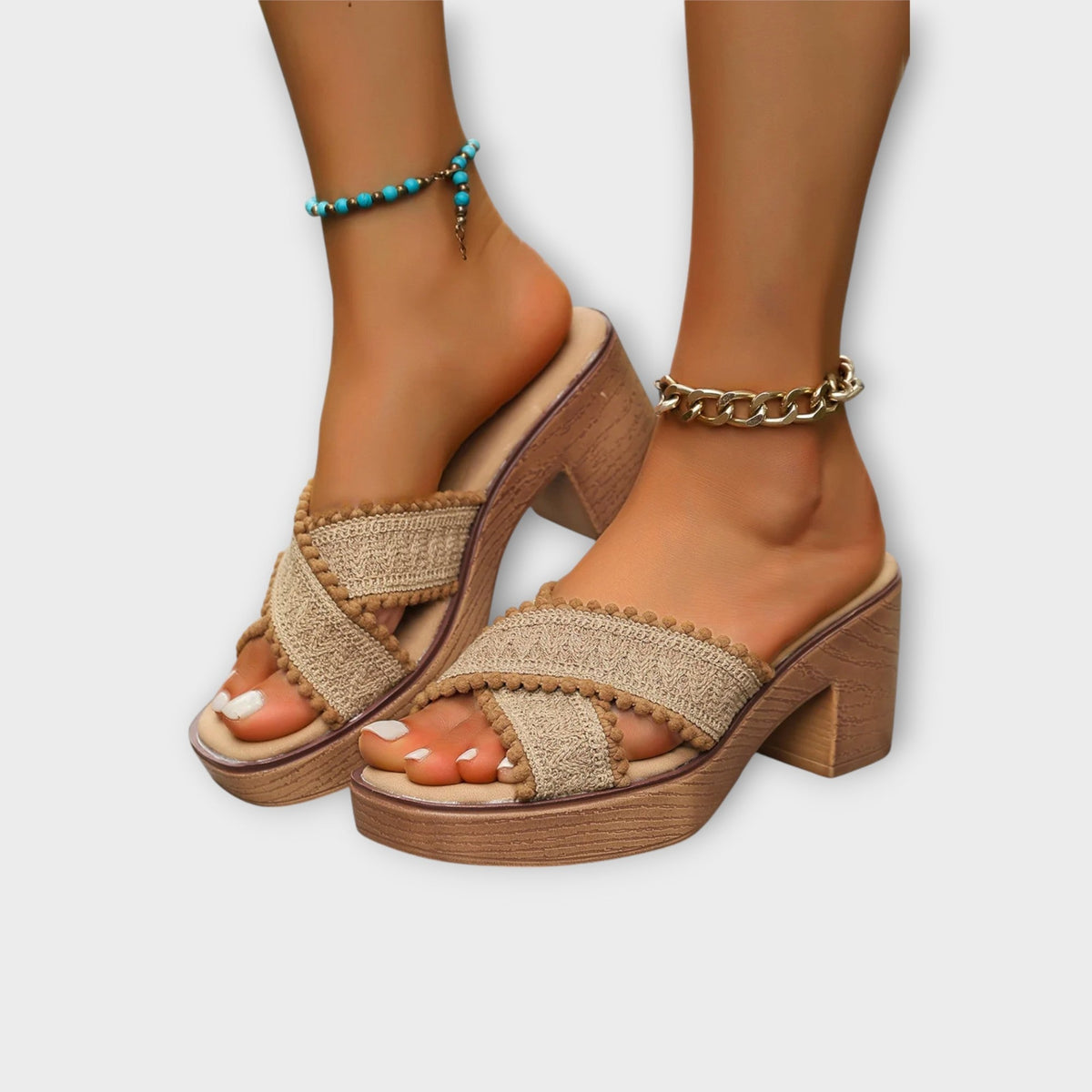 Camila - Tacones gruesos con tiras cruzadas