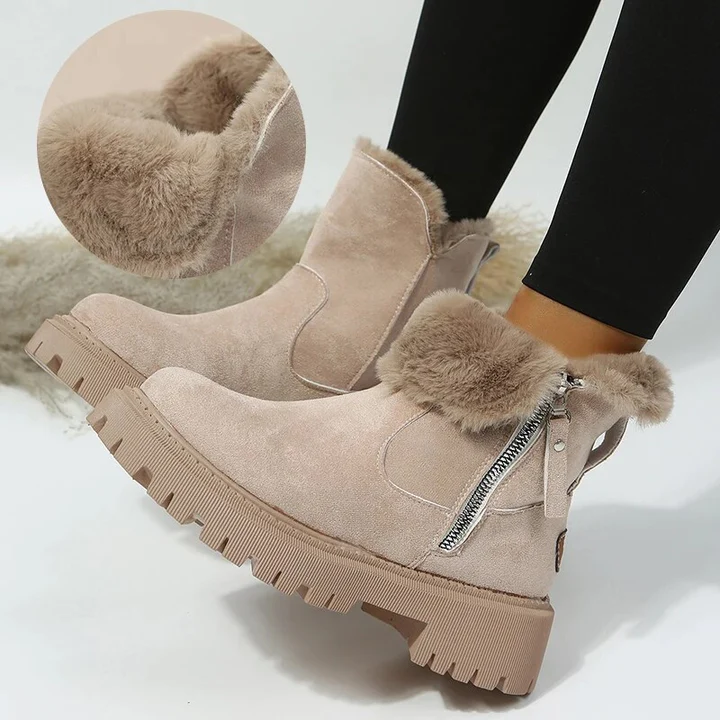 Amalia | Botines de Ante con Forro Suave y Cremallera