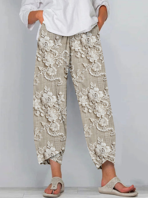 Nerys - Pantalones Impresos de Corte Relajado Chic