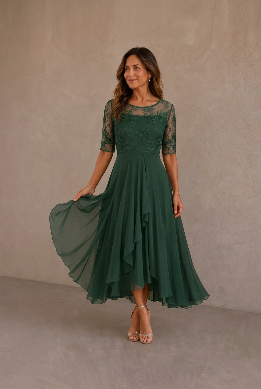 Mertxe | Vestido Encaje y Chiffon