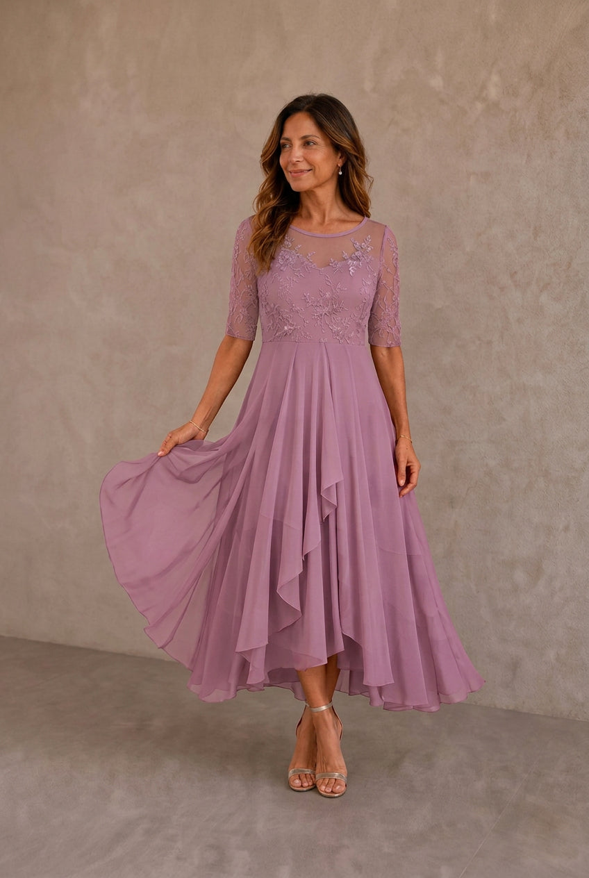 Mertxe | Vestido Encaje y Chiffon