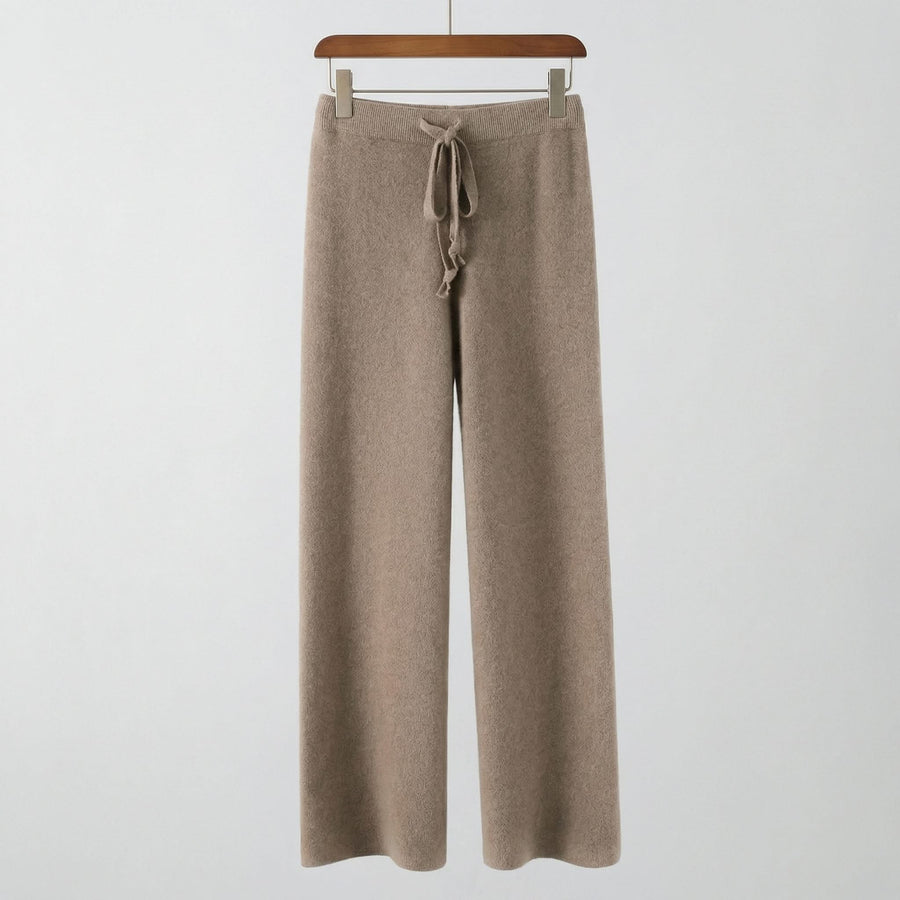 Chloé | Pantalón de Punto con Pierna Ancha y Cordón