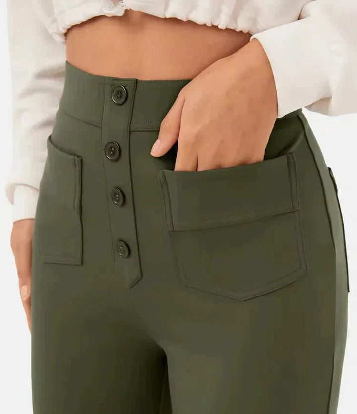 Sofia | Pantalón Ancho de Cintura Alta con Botones