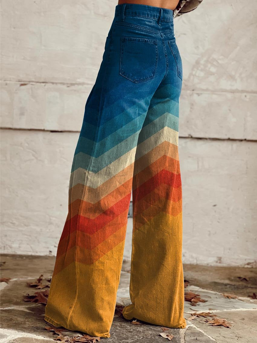 CALLIE™ - Pantalones Anchos Retro Chevron