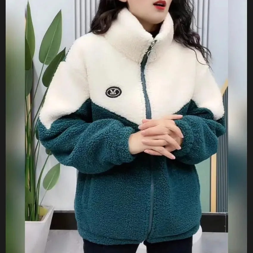 Sofia | Chaqueta Teddy Bicolor con Cremallera