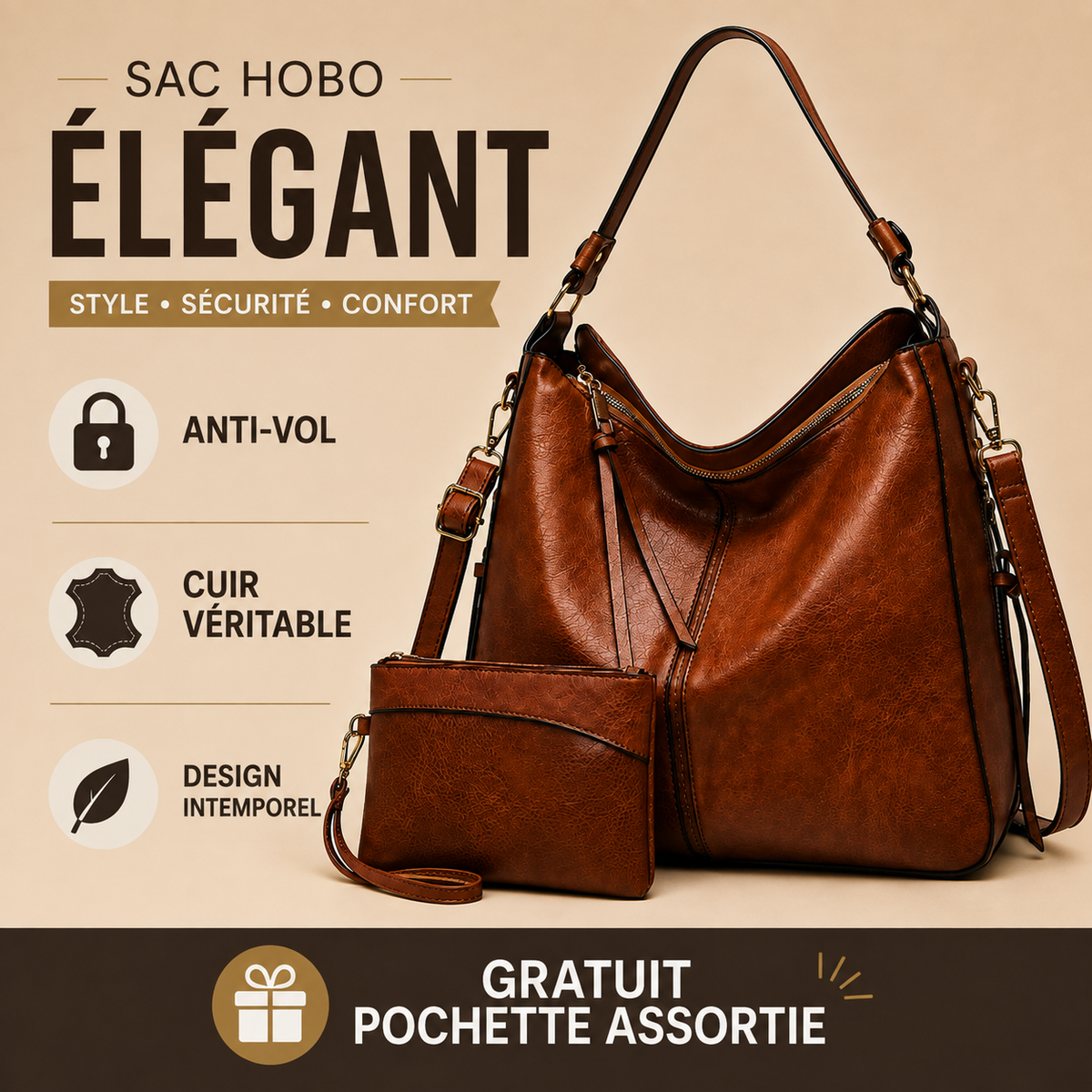 Agathe - Bolso Chic Antirrobo + Monedero Regalo