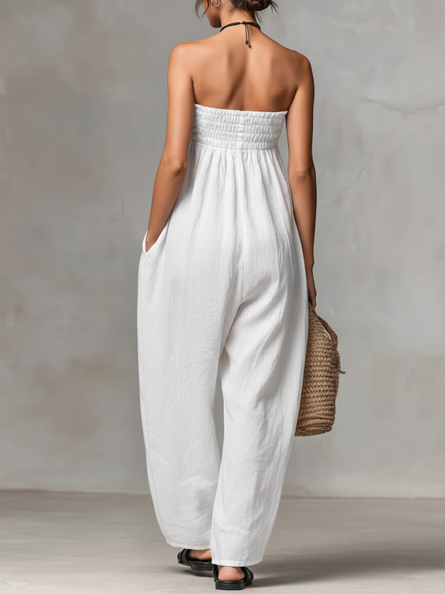 Noémie | Mono Bustier de Lino y Algodón Fluido