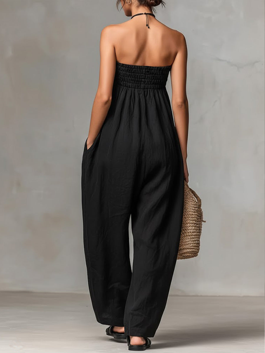 Noémie | Mono Bustier de Lino y Algodón Fluido